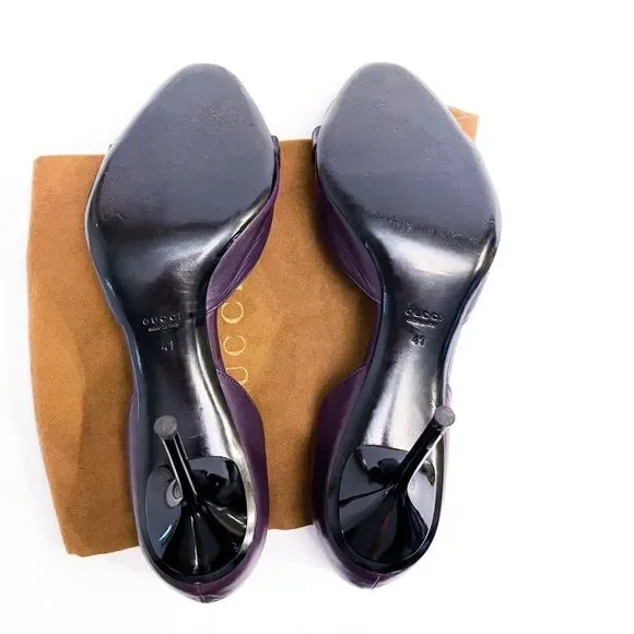 🍋 Gucci • Purple Leather Horsebit D’Orsay Peep Toe Heels w/Dust Bag Size 41EU